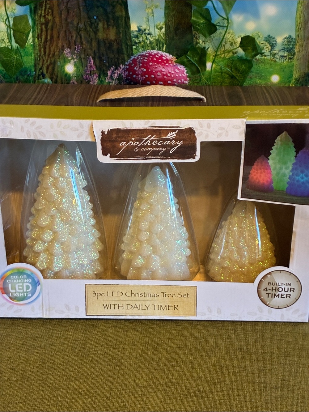 White LED Christmas Tree Set - 3pc